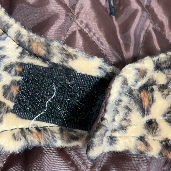 Leopard Print Dog Coat with Faux Fur Collar - Picture 3 of 8